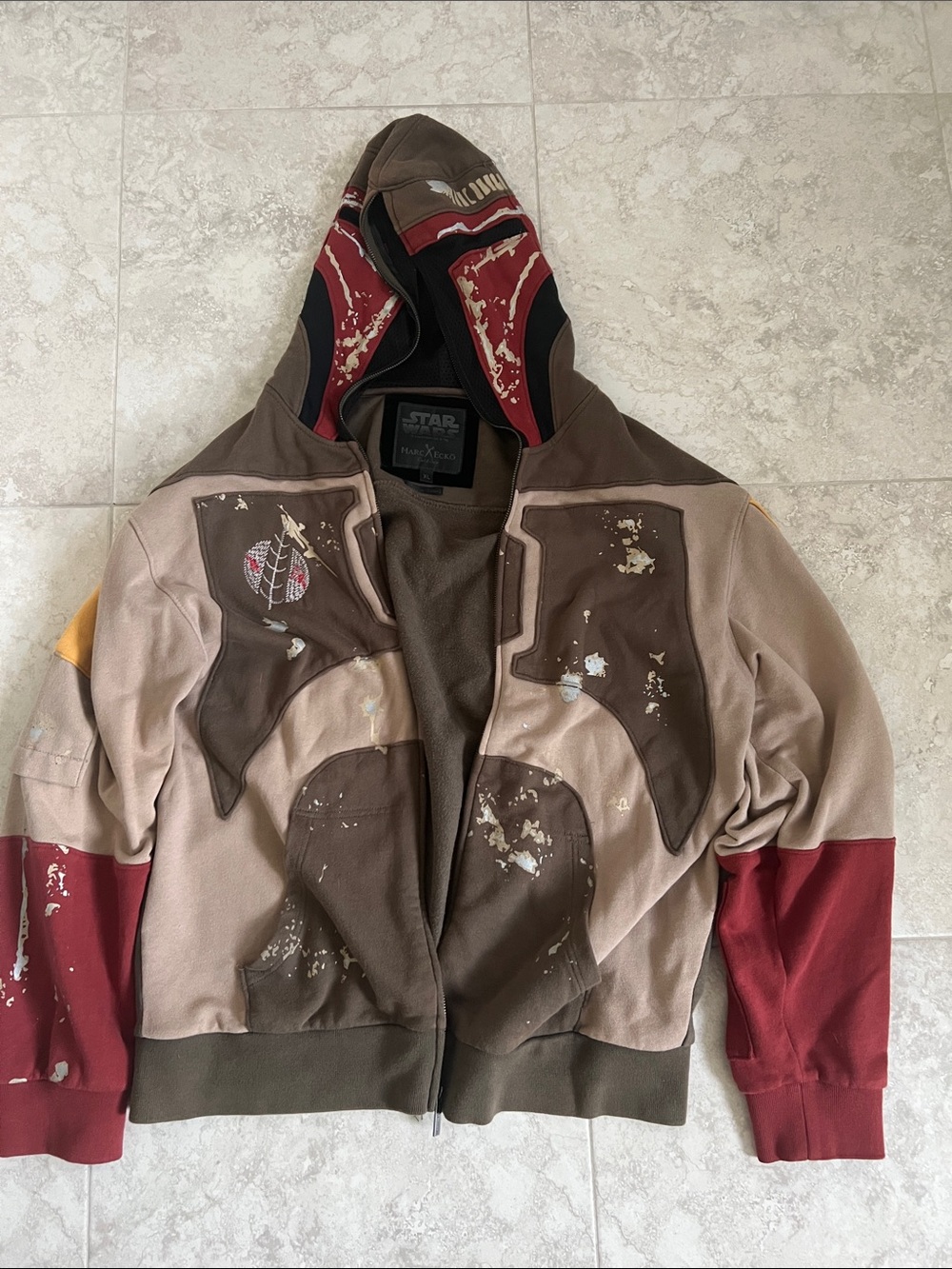 Marc Ecko Star Wars Boba Fett Inspired Hooded Jacket — Brown, Tan & Red